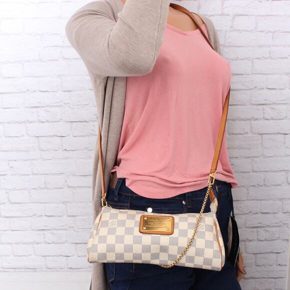 Louis Vuitton Eva Damier Azur Small Crossbody Shoulder Purse Chain Strap A4261 - Picture 3 of 12